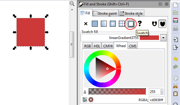 Назначение цвета объекту в Inkscape