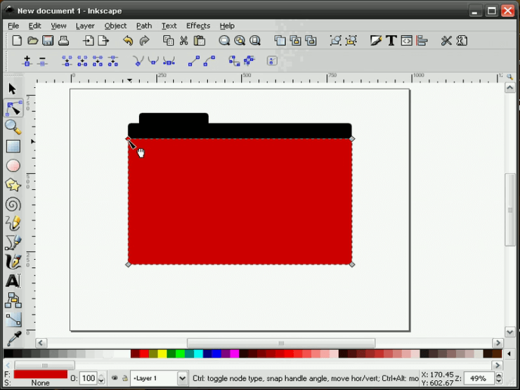 Выравнивание прямоугольника и контура в Inkscape