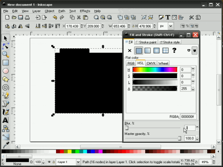 Создание тени в Inkscape