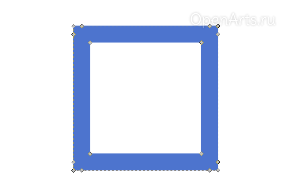 Преобразование обводки квадрата в контур в Inkscape