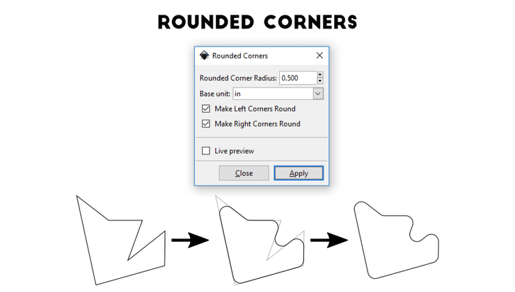 Inkscape скруглить углы треугольника