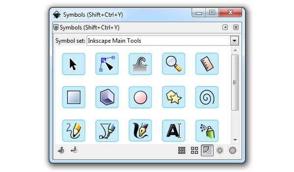 Набор символов - иконки инструментов Inkscape