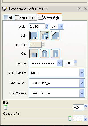 Задаем параметры заливки и обводки в Inkscape